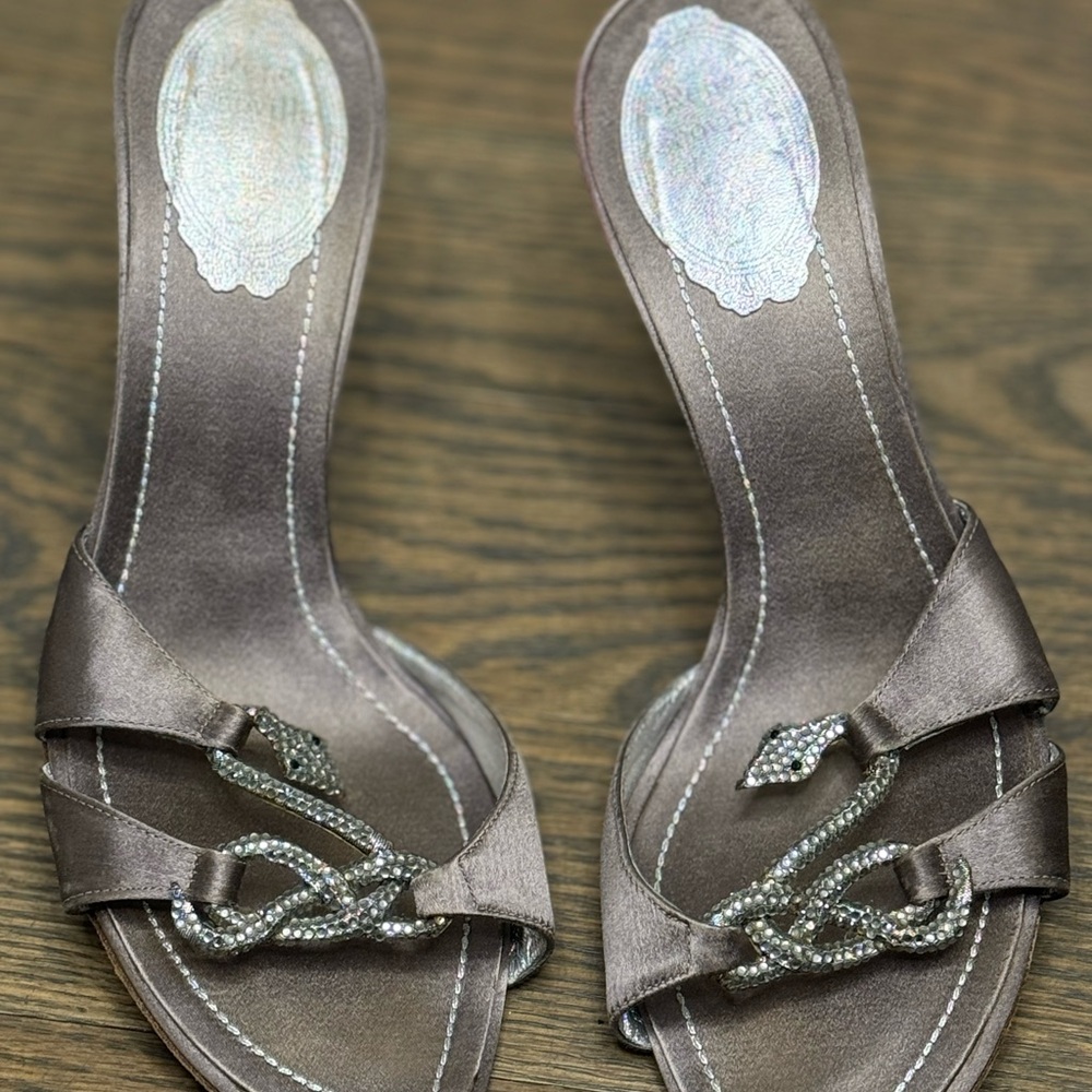 Rene Caovilla Grey Jeweled snake Serpent Heels